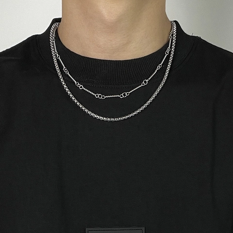 Double Layer Titanium Steel Necklace Silver Box Twist Rope Chain Hip Hop Punk Jewelry For Men Women Unisex Accessory