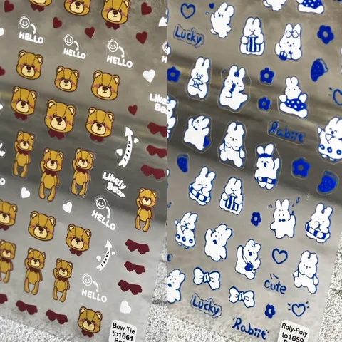 Adesivi Per Unghie Coniglio Orso Sottili Trasparenti Impermeabili Fai Da Te Manicure Scrapbooking Decorazione Cover Telefono Animali