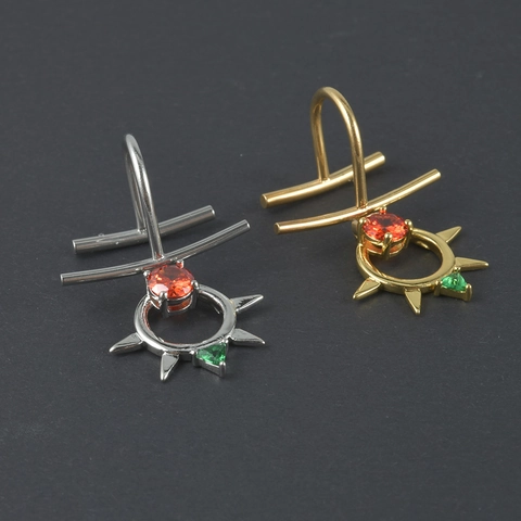 Lip Ring Edelstahl Nicht Durchstochen U-Förmig Clip-On Fake Piercing Schmuck Zirkon Kreuz Sonnenblume Anhänger Unisex