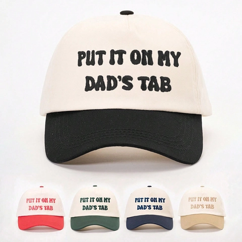 Baseball Cap Put It On My Dads Tab Stickerei Color Block Sonnenschutz Gebogener Schirm Outdoor Verstellbar Sport Hut