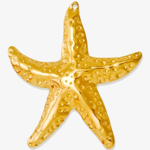 Large Starfish Pendant 304 Stainless Steel Hammered Textured Sea Star Charm For DIY Jewelry Making Necklaces Accessory