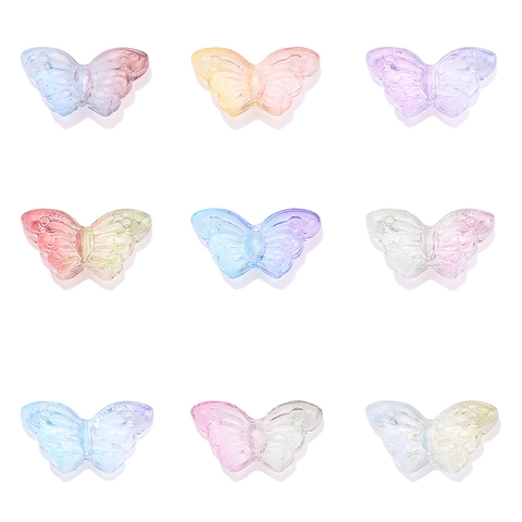 Butterfly Glass Crystal Beads Gradient Transparent Loose Beads For DIY Jewelry Making Earrings Bracelets