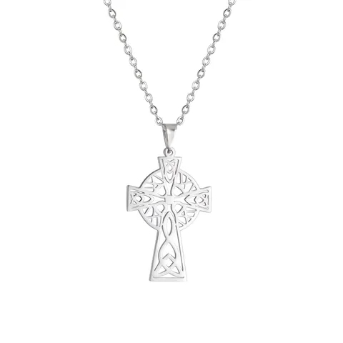 Collar De Cruz Celta Acero Inoxidable Colgante De Nudo Celta Hueco Collar Para Hombres Mujeres Joyas Hip Hop Religiosas