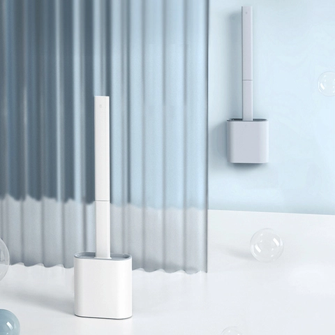Brosse De Toilette En Silicone Montage Mural Brosse Nettoyage Salle De Bain Avec Poils Souples TPR Poignée Amovible Ventilation