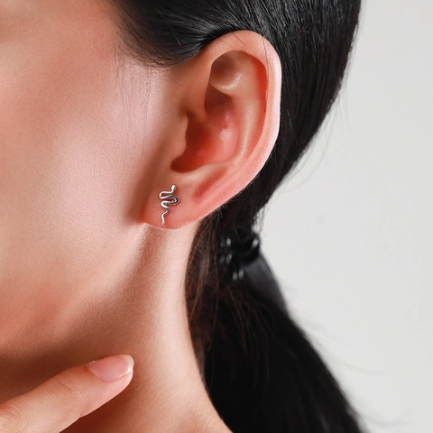 925 Sterling Zilveren Slang Oorknopjes Abstracte Diervorm Minimalistisch Gepolijst Mode-Sieraden Voor Dames