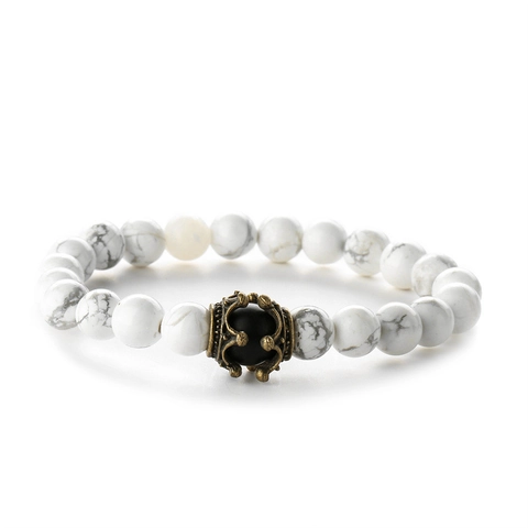 Bracciale Di Perle In Pietra Naturale Vintage Occhio Di Tigre Pietra Lavica Corona Elastico Gioielli Yoga Per Uomini Donne