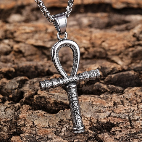 Vintage Egyptian Ankh Cross Pendant Necklace Stainless Steel Eye Of Horus Totem Retro Jewelry For Men