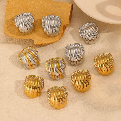 Orecchini A Lobo Vintage A Forma Di Conchiglia Cuore Acciaio Inossidabile Placcato Oro 18K Strass Künstliche Perle Gioielli Donna