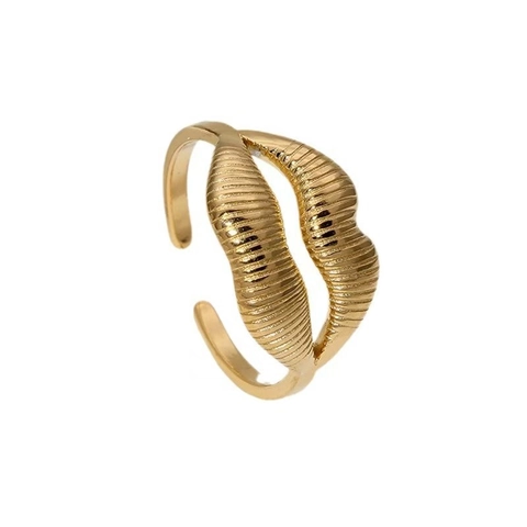 Anello Labbra Sexy Acciaio Al Titanio Regolabile Gioielli Da Dito Aperti Placcato Oro 18K Stile Ins Per Donna