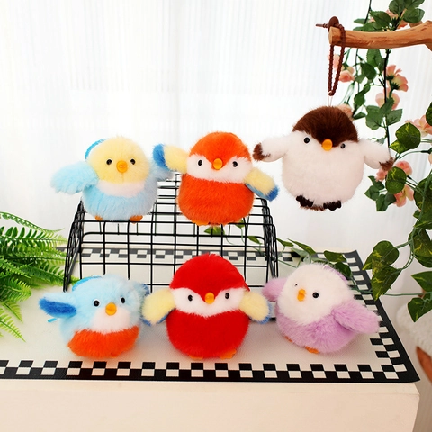 Pluche Vogel Sleutelhanger Zachte Knuffeldier Hanger Voor Tas Kleurrijke Mus Papegaai Speelgoed Schattig Cadeau