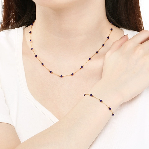 Edelstahl Halskette Und Armband Mit Bunten Facettierten Perlen Mode Schmuck Für Frauen