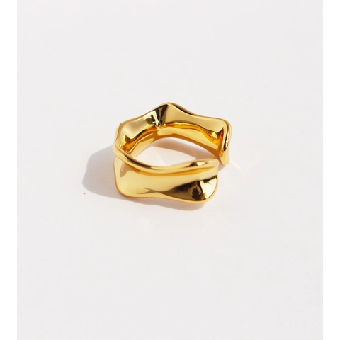 Pendientes de Clip de Latón con Ondas Irregulares Minimalistas para Mujer Sin Agujero Diseño de Pliegue Cóncavo Joyería de Moda Geométrica Chapada en Oro