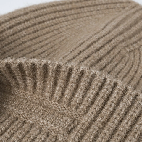 Gorro De Punto De Invierno Piel De Conejo Sintética Grueso Acanalado Cálido Gorro Con Dobladillo Para Hombre Mujer Minimalista Color Sólido