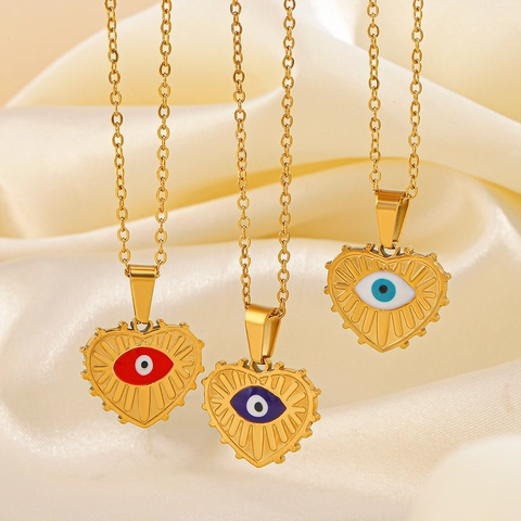 Collana Cuore Malocchio In Acciaio Inossidabile Placcato Oro Retro Francese Catena Da Clavicola Gioielli Da Donna Elegante