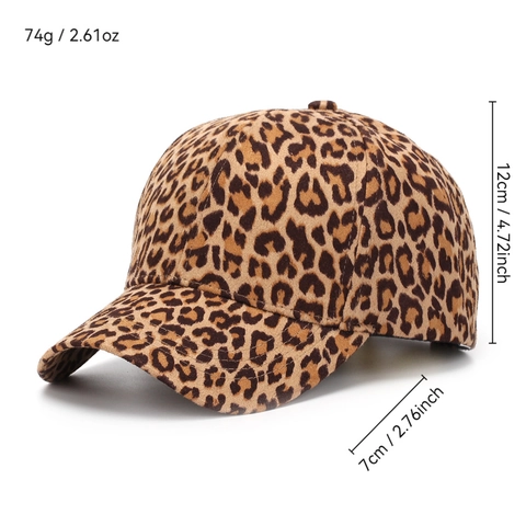 Leopard Print Baseball Cap Women Adjustable Animal Pattern Curved Brim Polyester Casual Outdoor Sunshade Peaked Hat