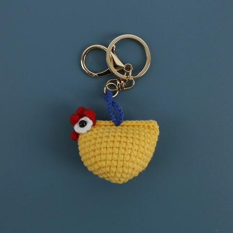 Portachiavi Pulcino All'uncinetto Fatto A Mano Ciondolo Animale In Lana Carino Decorazione Zaino Regalo Cartone
