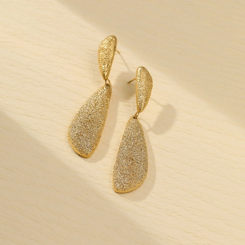 Orecchini In Acciaio Inossidabile Con Texture Opaca Vintage Placcati Oro 18K Gioielli Geometrici Per Donna