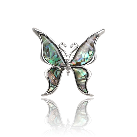 Broche De Mariposa Vintage Con Concha De Abulón Natural Madreperla Alas Irisadas Y Aleación De Strass Para Mujer