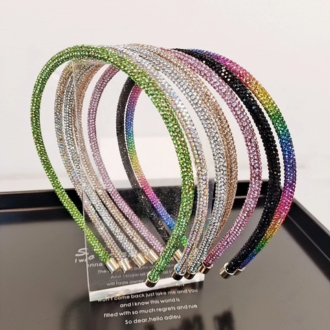 Rhinestone Hairband Slim Shiny Headband Alloy Crystal Headpiece Elegant Luxury Hair Accessories For Women