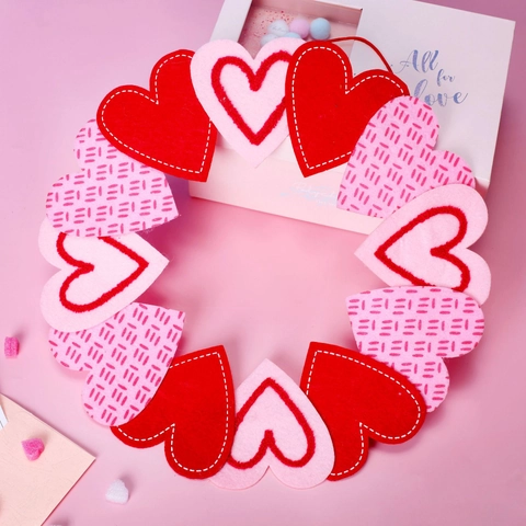 Corona De Corazón San Valentín Tela Fieltro Adorno Colgante Romántico Para Decoración De Casa Y Fiesta