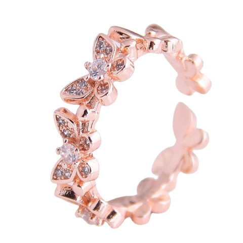 Adjustable Copper Open Ring With Butterfly Pixiu Designs And Sparkling Zircon For Women Elegant Fashion Jewelry