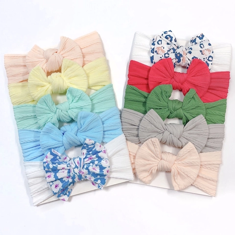 Baby Headbands Nylon Bows Soft Elastic Hair Accessories For Infants Toddlers Newborns Princess Style Floral Solid Colors