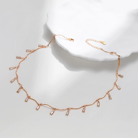 Elegant Wave Chain Necklace 18K Gold Plated Copper With Cubic Zirconia Pendants Minimalist Business Commute For Women