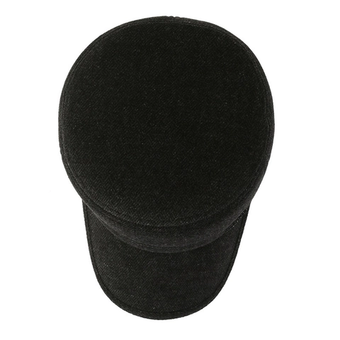 Men Winter Cadet Cap Wool Blend Warm Fleece Lined With Ear Flaps Windproof Vintage Military Hat For Outdoor Adjustable