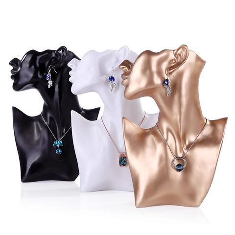 Female Mannequin Bust Jewelry Display Stand Resin Necklace Earring Holder Organizer Desktop Ornament Elegant