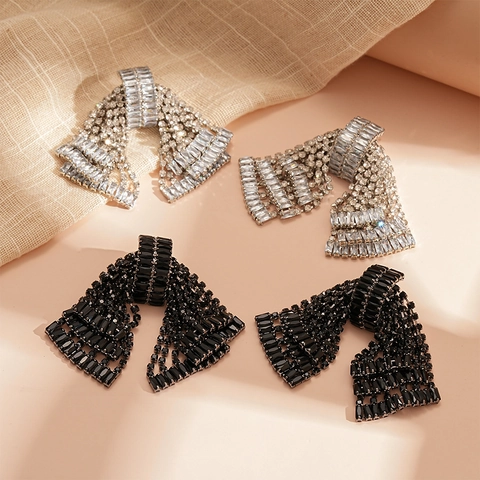 Strass Schleife Quasten Ohrringe Mit 925 Sterling Silber Ohrstecker Kupfer Luxus Statement Party Schmuck Für Damen