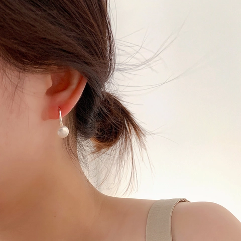 Freshwater Pearl Earrings With 925 Sterling Silver Earring Post Drop Round Niche Design Elegant Minimalist For Women