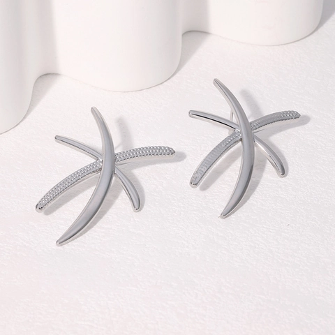 Pendientes De Estrella De Mar Cruzada Acero Inoxidable Chapado En Oro De 18K Joyas Geométricas Para Mujer