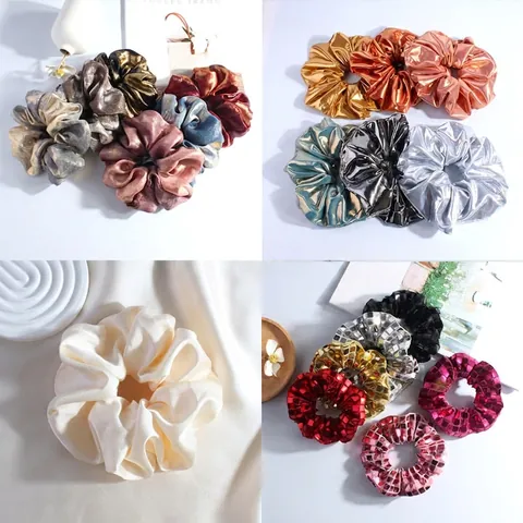Große Elastische Haargummis Satin Samt Cord Bunte Vintage Stoff Accessoires Für Frauen Mädchen