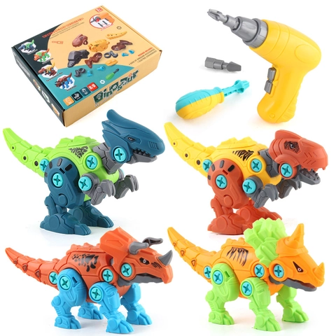 Take Apart Dinosaur Toys ABS Plastic Construction Building Learning Educational Kids Boys Girls With Electric Drill
