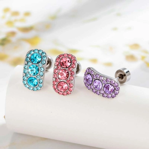 Cartilage Stud Earring Titanium Steel Copper Cubic Zirconia Micro Pave Arched Geometric Helix Piercing Jewelry For Women