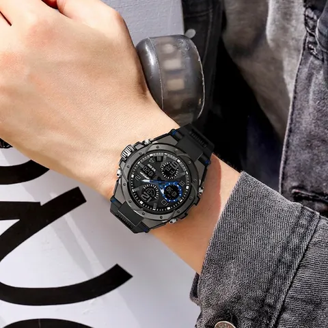 Montre de Sport SANDA Hommes Femmes Double Affichage Électronique Quartz Alliage de Zinc Résine Étanche Lumineux Réveil Montre