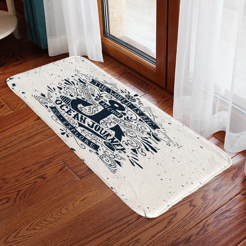 Tappetino In Poliestere Con Stampa Ancora Tema Nautico Tappeto Per Porta Assorbente Antiscivolo Per Cucina Bagno Soggiorno