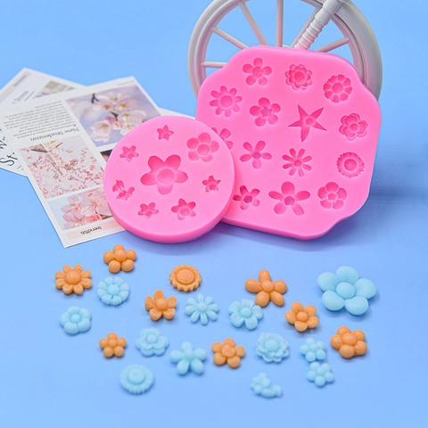 Silikon Blumenform 3D Mehrfach Pink Für Fondant Kuchendekoration DIY Kunstharz Handwerk Schokolade Backen Aromatherapie