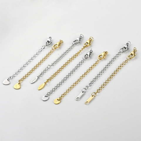 Stainless Steel Extension Chain Lobster Clasp Heart Round Pendant Jewelry Making Findings DIY Accessory For Necklace
