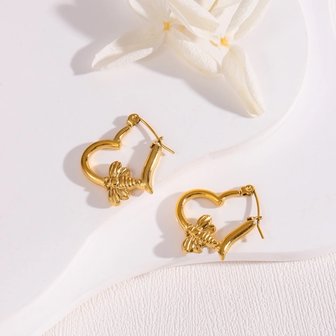 Edelstahl Herzförmige Bienen Ohrringe Minimalistischer Modeschmuck Goldener Schmuck Accessoire Für Frauen Mädchen