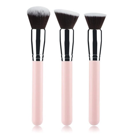 Brocha De Maquillaje Profesional Fibra Sintética Suave Mango De Madera Base Polvo Contorno Herramienta Cosmética