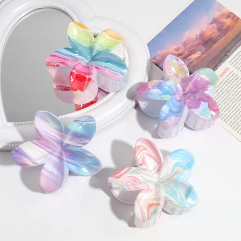 Flower Hair Claw Clip Gradient Marble Resin Matte Texture Fresh Style Hair Accessories For Women