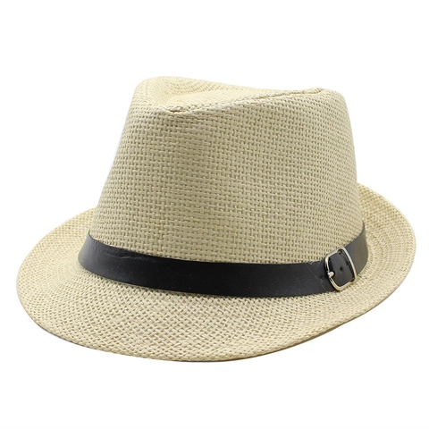 Strohhut Fedora Papier Panama Sommer Sonne Strand Atmungsaktiv Vintage Gürtelschnalle Klassisch Unisex Jazz Urlaub