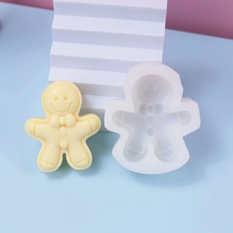 Molde De Silicona Hombre De Jengibre Sonriente DIY Navidad Vela Pastel Chocolate Herramienta Horneado