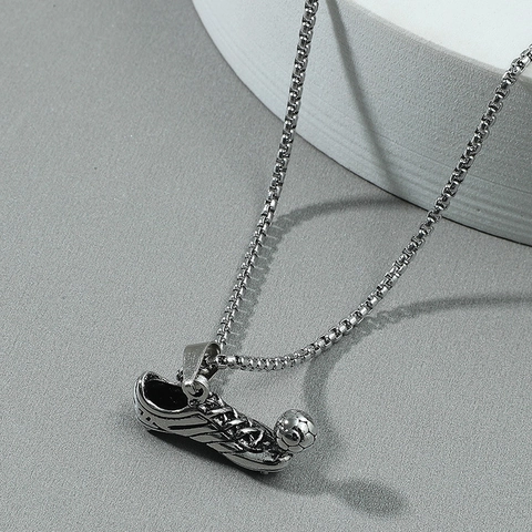 Collier Pendentif Chaussure De Foot Alliage Sport Hip Hop Football Bijoux Avec Chaîne À Maillons Carrés Pour Hommes