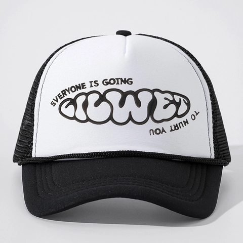 Casquette Trucker Mousse Filet Arrière Protection Solaire Réglable Streetwear Imprimé Lettres Casquette De Baseball