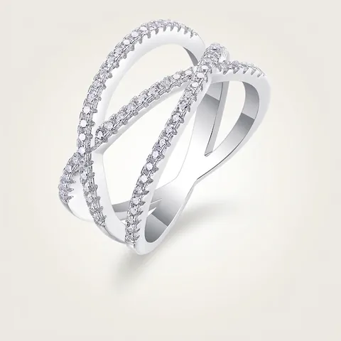 Intertwined Criss Cross Ring 925 Sterling Silver Moissanite D Color Geometric Fashion Jewelry For Women