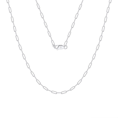 Minimalist 925 Sterling Silver Paperclip Necklace Unisex Electroplated Geometric Link Chain Jewelry Daily Independent Style