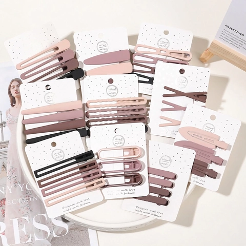 Matte Legering Haarclips Morandi Kleur Minimalistisch Geometrisch Eendenbek Pony Spelden Hoofddeksels Dames
