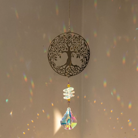 Crystal Suncatcher Hanging Ornament K9 Crystal Prism Silver Metal Hummingbird Butterfly Owl Tree Of Life Window Garden Decor